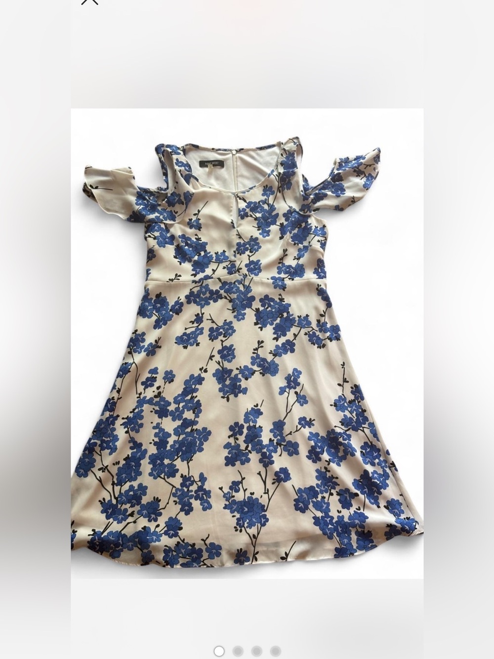 Nine West white and blue floral cold-shoulder dress